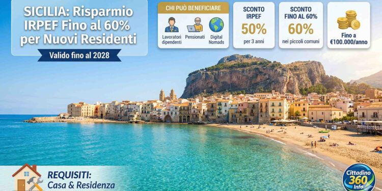 Trasferirsi in Sicilia conviene: Guida completa agli incentivi fiscali sconto IRPEF fino al 2028